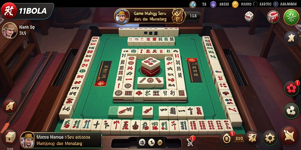 Tampilan gameplay seru dari 11BOLA dengan ubin Mahjong yang berwarna-warni.