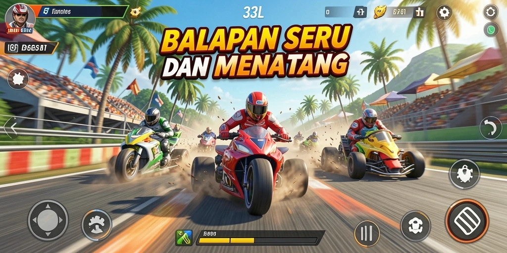 Gameplay seru dalam balapan kompetitif 33L.