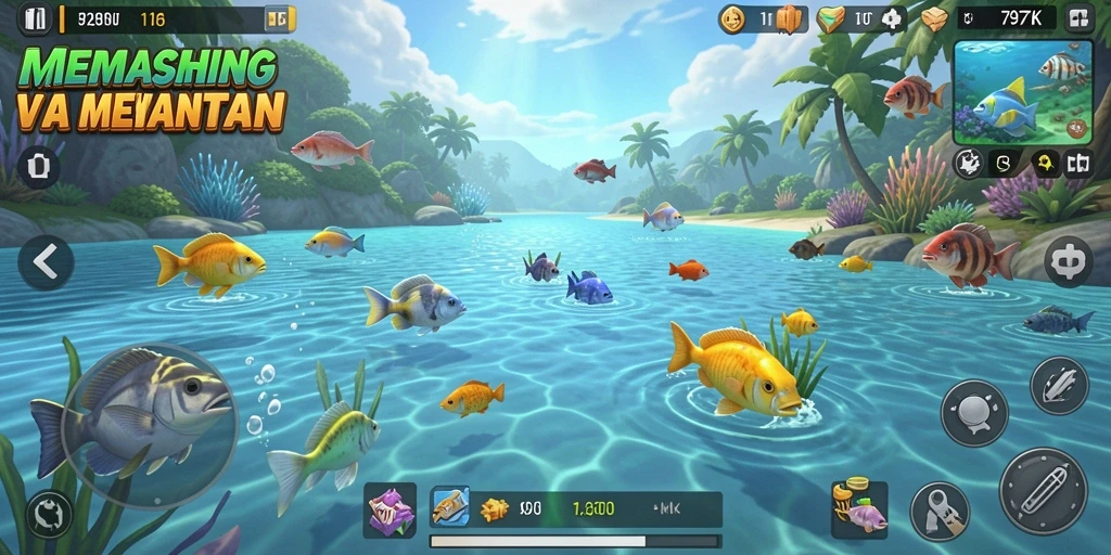 Tampilan gameplay 797K yang memikat saat memancing.