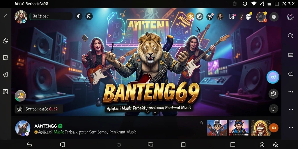 Screenshot BANTENG69 menampilkan koleksi lagu dan antarmuka pengguna yang menarik.