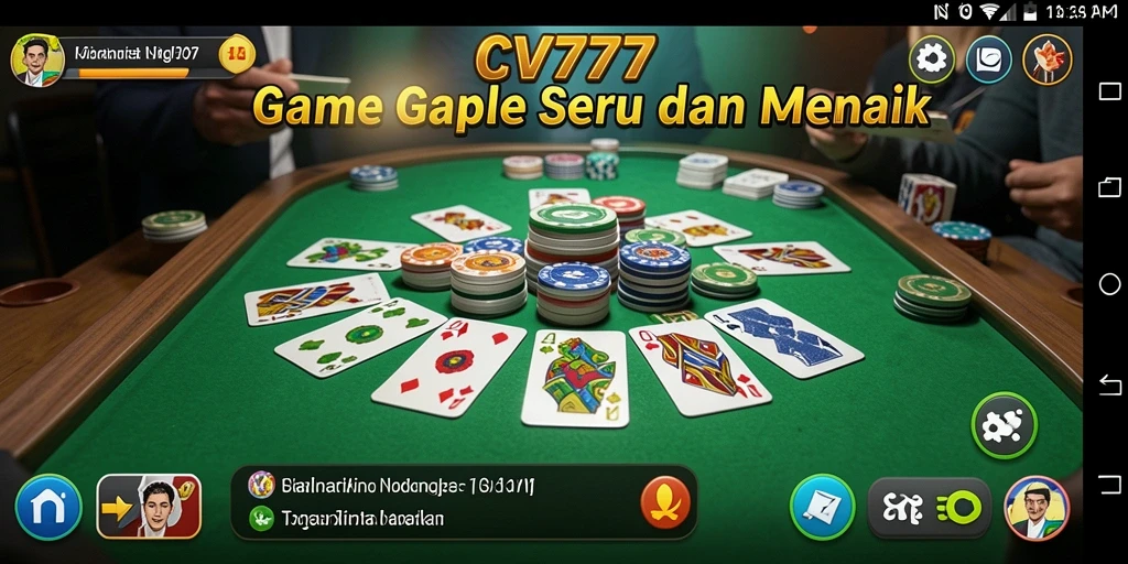 Screenshot gameplay CV777 menunjukkan aksi seru permainan Gaple.