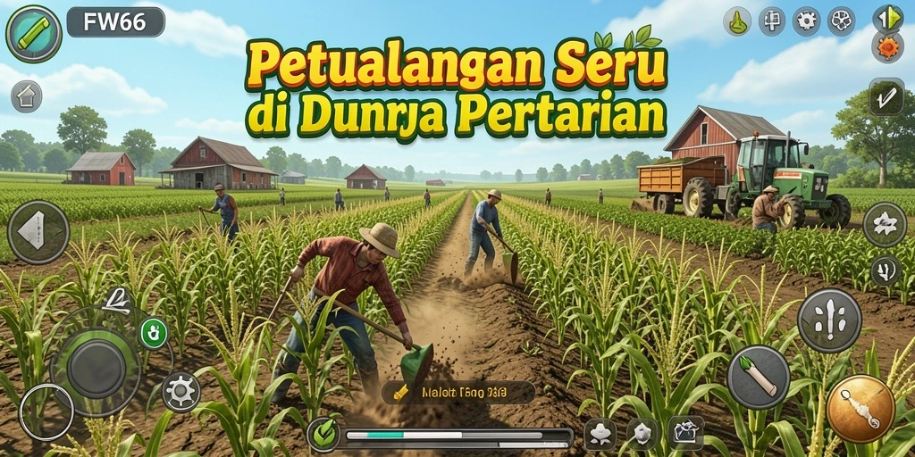 Tangkapan layar dari gameplay FW66 yang menunjukkan aktivitas bertani.