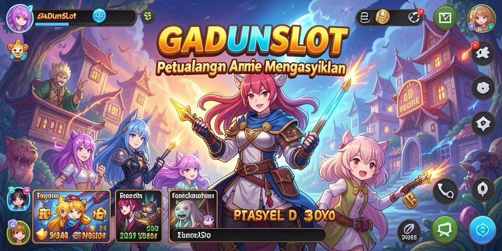 Tampilan gameplay GADUNSLOT dengan karakter Anime yang menarik.