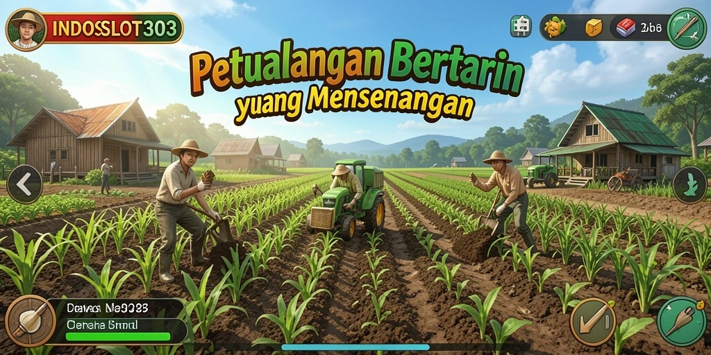 Tampilan screenshot <strong>INDOSLOT303</strong> menampilkan aktivitas bercocok tanam yang seru.