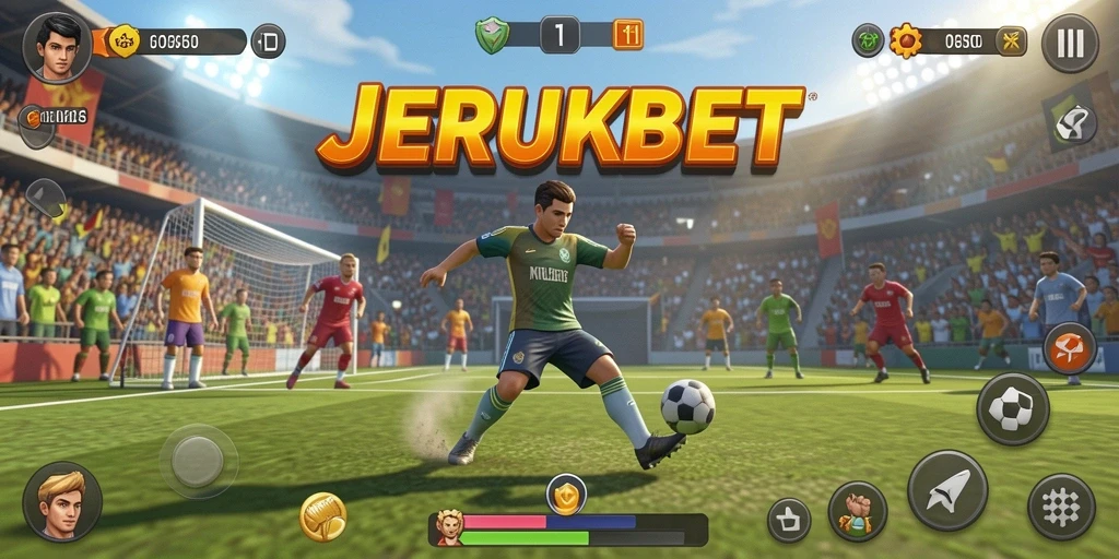 Tampilan gameplay seru dari JERUKBET saat menampilkan pertandingan olahraga.
