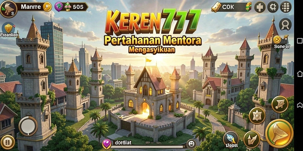 Tampilan gameplay menarik dari KEREN777 dengan menara yang berwarna-warni.