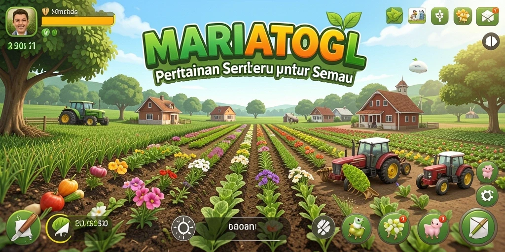 Screenshot gameplay MARIATOGL menampilkan aktivitas pertanian yang menarik.