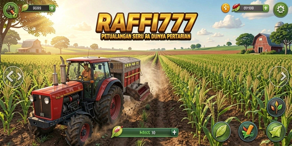 Tampilan menarik gameplay RAFFI777 dalam tema pertanian.
