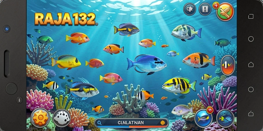 Tampilan gameplay menarik dari RAJA132 saat menembak ikan.