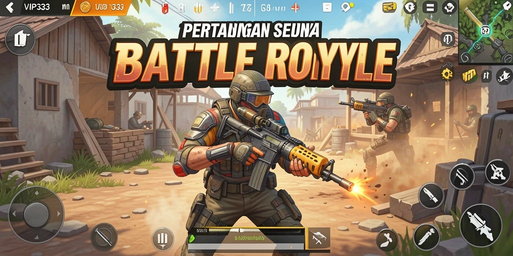 Tangkapan layar yang menampilkan momen intens dalam permainan Battle Royale.
