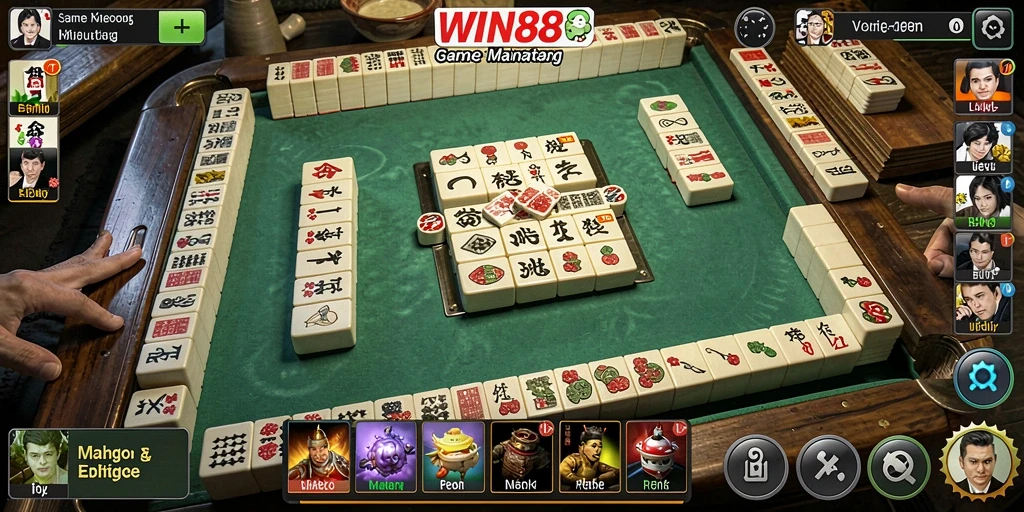 Tampilan gameplay WIN88 dengan detail ubin Mahjong yang menarik.