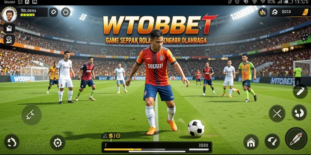 Tampilan gameplay menarik WTOBET dengan aksi sepak bola yang mendebarkan.